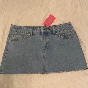 Edikted Blue Denim Mini Skirt